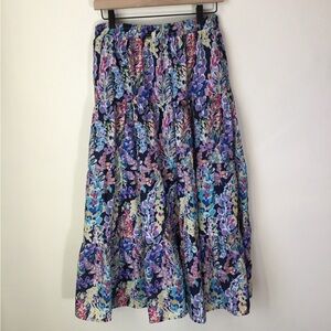 Aqua Floral Tiered‎ Maxi Skirt